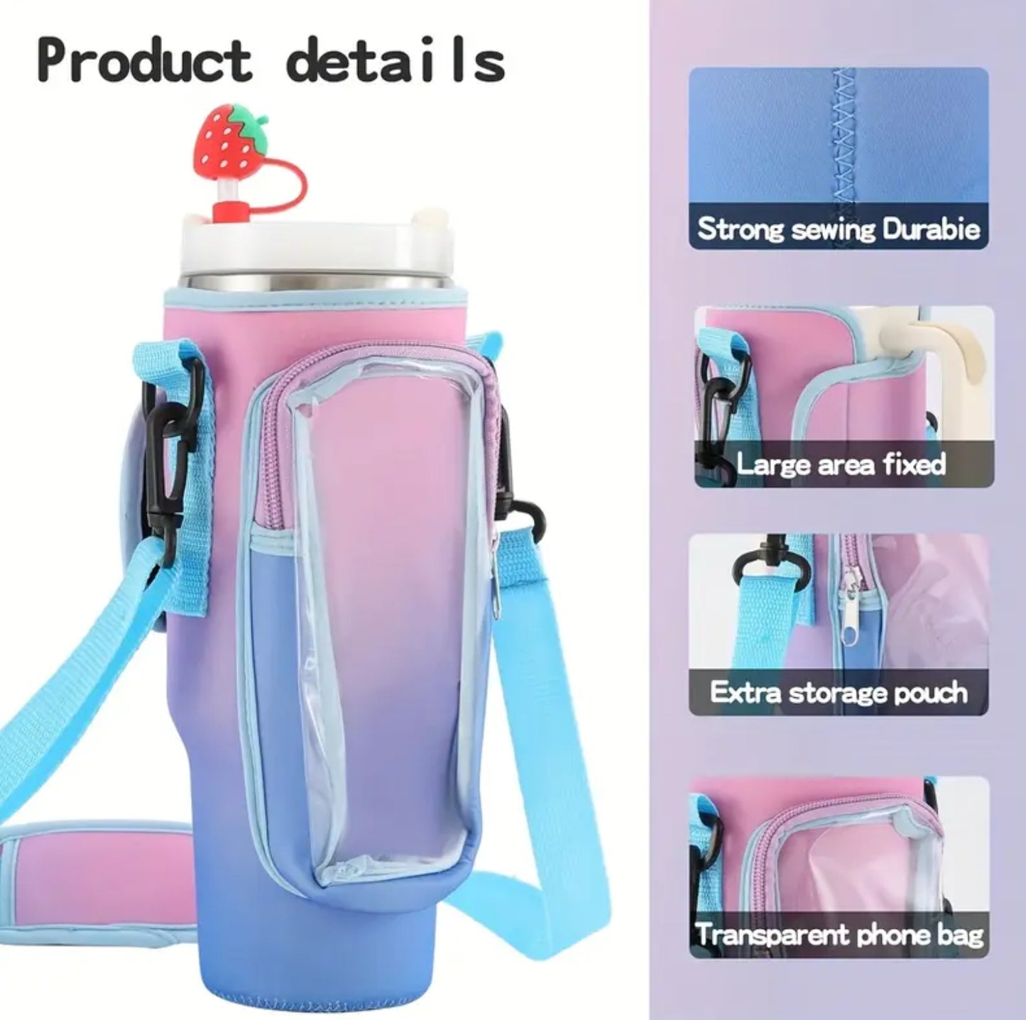 Pilates/Yoga Active Water Bottle holder with Cell phone pocket