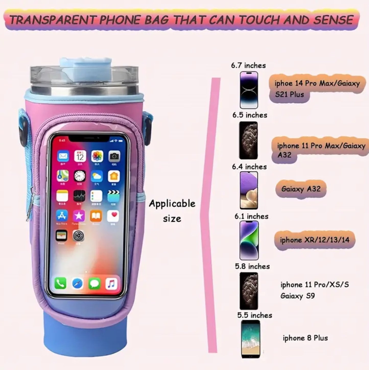 Pilates/Yoga Active Water Bottle holder with Cell phone pocket